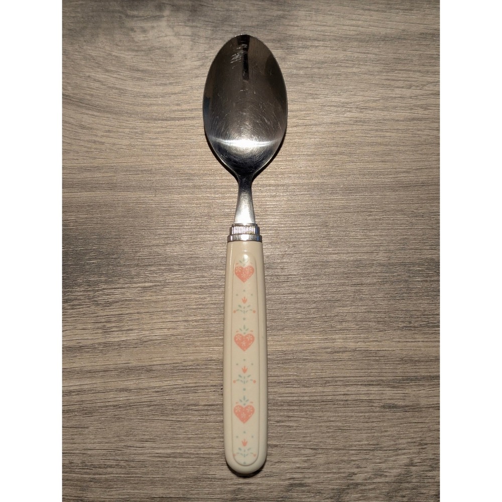 Vintage Corelle Forever Yours Replacement Flatware Oval Soup Spoon 7 5/8" Hearts